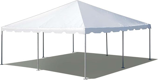 Party Tents Direct 20'x20' Weekender West Coast Tent Frame Party Tent (White) PVC Top with Storage Bag - Tents for Parties, Weddings, Birthdays, Banquets, Fiestas, Workshop, Outdoor Event