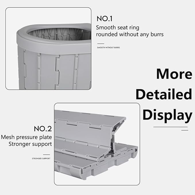 Portable Foldable Camping Toilet for Home, Car, and Camping (Model B) Including 5 Heavy-duty Garbage Bags and 1 Foldable Organizer Bag
