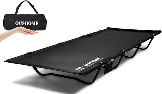 Ultralight Camping Cot, Camping Cots for Adults, Supports 352lbs, Portable Folding Backpacking Cot for Camping, Outdoor Travel, Hiking, Home, Mountaineering, Black