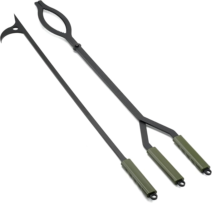 Stanbroil 40" Firewood Tongs and Fire Poker Set, Large Campfire Tongs Tool Set for Fireplace and Camping Fire Pit Wood Stove Indoor & Outdoor Use