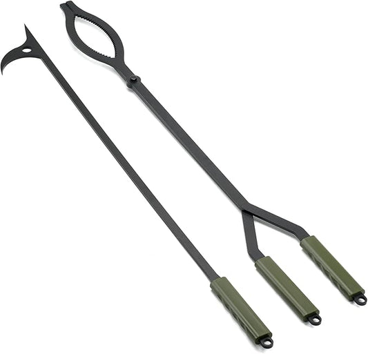 Stanbroil 40" Firewood Tongs and Fire Poker Set, Large Campfire Tongs Tool Set for Fireplace and Camping Fire Pit Wood Stove Indoor & Outdoor Use