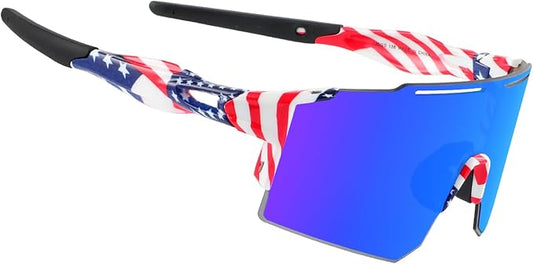 OULAIQI Cycling Sunglasses Polarized Sunglasses for Cycling Men Women with 1 Lens or 3 Interchangeable Lens Baseball Glasses