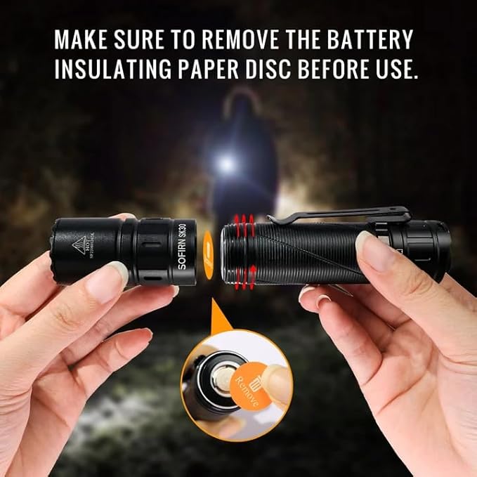 Sofirn SK30 Tactical Flashlight Rechargeable 3000 High Lumens Pocket Flashlight Dual Switches 6 Modes Super Bright IP68 LED Flashlight for Camping, Home, Emergency, Rescue, Hunting, Inspection, Repair