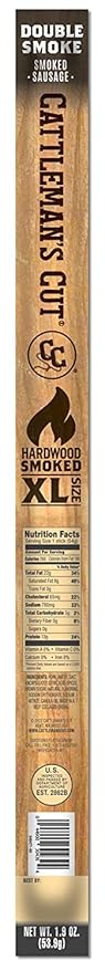 Cattleman's Cut Double Smoked Sausages, XL Size, 1.9 Ounce (Pack of 20)