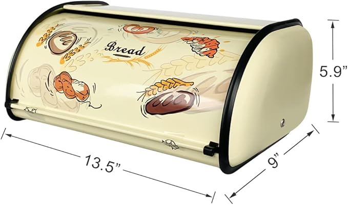 SOTECH Bread Box Metal Bread Storage Container Roll Top Bread Bin for Kitchen Countertop Farmhouse Bread Boxes Bread Keeper Holder Vintage airtight Counter