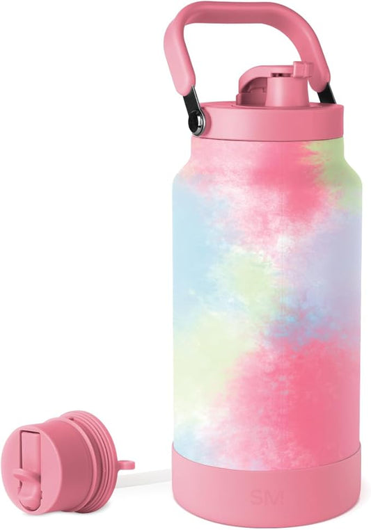 Simple Modern Trek Pivot | Half Gallon Water Bottle Jug with Handle & Boot | Interchangeable Straw & Chug Lids | Large Insulated Stainless Steel | Sports Camping Outdoors | 64oz, Kaleidoscope