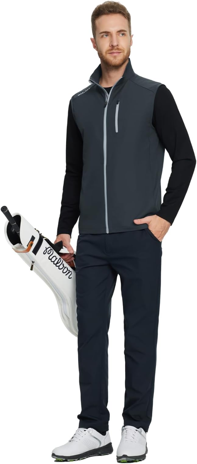 Rouen Mens Vests Outerwear Performance Lightweight Sleeveless Jacket Windproof Softshell Vests Sports Golf Vest for Men