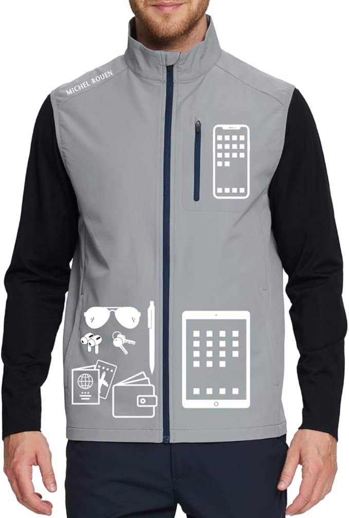 Rouen Mens Vests Outerwear Performance Lightweight Sleeveless Jacket Windproof Softshell Vests Sports Golf Vest for Men