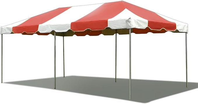 Party Tents Direct 10'x20' Weekender West Coast Tent Frame Party Tent (Red/White) PVC Top with Storage Bag - Tents for Parties, Weddings, Birthdays, Banquets, Fiestas, Workshop, Outdoor Event