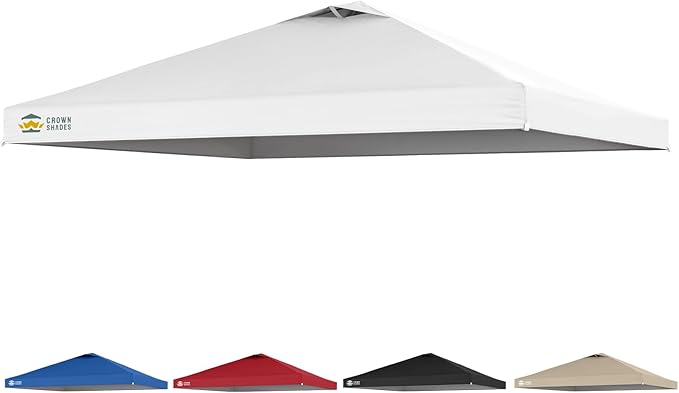 CROWN SHADES 12x12 Canopy Replacement Top - Only Compatible with Crown Shades RM144 Series, Silver Coated with Air Vent, White(Top Only)