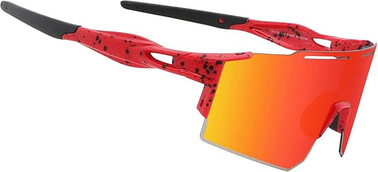 OULAIQI Cycling Sunglasses Polarized Sunglasses for Cycling Men Women with 1 Lens or 3 Interchangeable Lens Baseball Glasses
