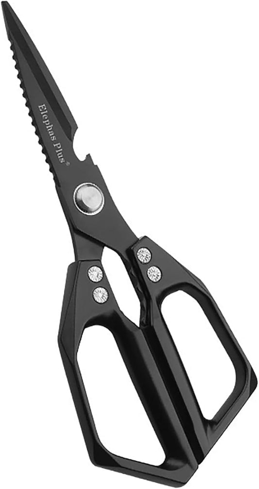 Multi-Purpose Rust Proof Kitchen Shears,Dishwasher Safe,Can be Used to Cut Vegetables, Chicken, Steak,Scrape Fish Scales, and Open Bottle Caps, etc(Black)