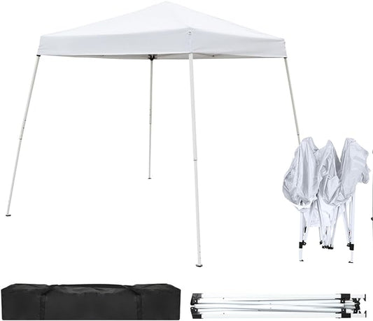 Outvita Canopy 7.8x7.8' Pop Up Commercial Instant Gazebo Tent, Waterproof & UV Protection Canopy Tent with Slant Legs for Party Wedding Birthday BBQ Events