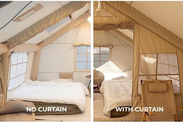 Coody | Rbm Outdoors Koala/Hub/Octopus Inflatable Tents for Camping with Stove Jack, 2/8/10 Person Luxury Canvas Blow Up Tent, 2 Room, Easy Setup Casa de Campaña, Large Inflatable House with Pump