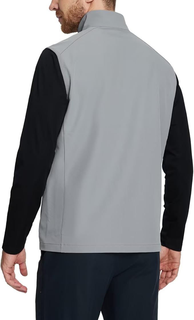M MAELREG Mens Vests Outerwear Windproof Lightweight Softshell Vests Zip Pockets Sports Sleeveless Jacket Golf Vests for Men