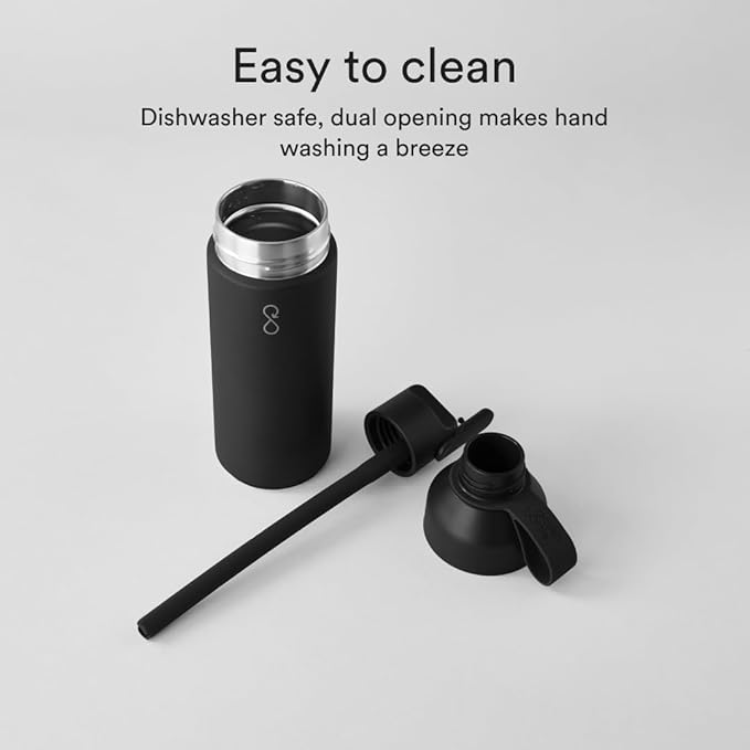 Ocean Bottle - Recycled Stainless Steel Go Water Bottle - Eco-Friendly & Reusable Bottle - Obsidian Black - 17 oz