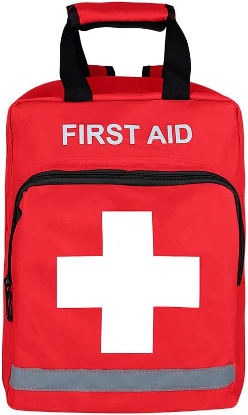 Red Emergency Bag First Aid Backpack Empty Medical First Aid Treatment First Responder Trauma Bags for Camping Cycling Outings Daycare