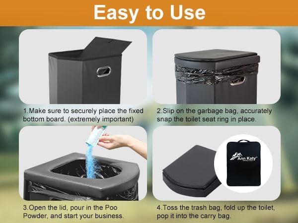 Upgraded XL Portable Camping Toilet with Side Compartment for Car and Adults,Folding Camping Toilets,Portable Compact Porta Potty for Kids,Outdoor Toilet for Camping,Hiking,Truck,RV,Beach,Tent