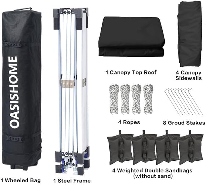 OASISHOME Pop-up Gazebo Instant Portable Canopy Tent 10'x10', Bag, for Patio/Outdoor/Wedding Parties and Events (White, 10x10)