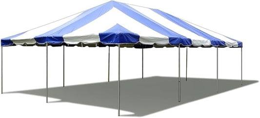 Party Tents Direct 20x30 Canopy Tent - Steel Frame - Outdoor Gazebo Pavilion Sun Shade Camping Shelter - Blue Vinyl Heavy Duty Waterproof Tent Cover - Event Tents for Parties Wedding