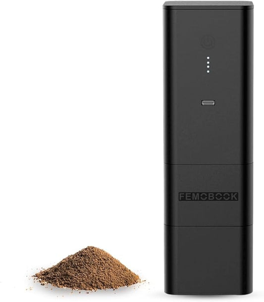 A2 Portable Electric Coffee Grinder, Cordless Burr Grinder USB Rechargeable Coffee Grinder Magnetic Grounds Cup for Espresso Pour Over Travel & Home Brewing, Black
