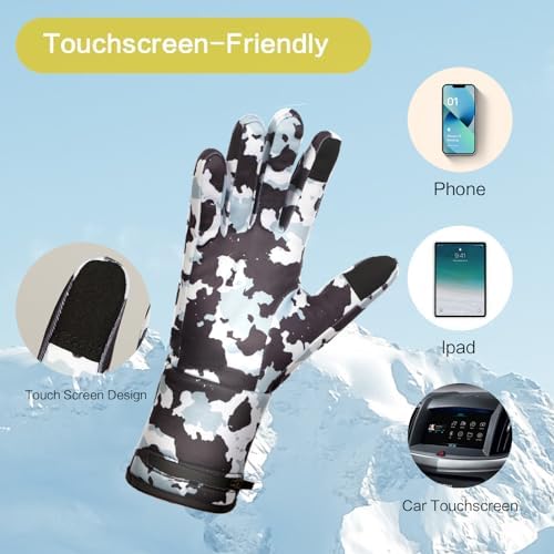 Heated Glove Liners for Men Women, Rechargeable Hand Warmers, Thin Camouflage Touchscreen Battery Electric Gloves