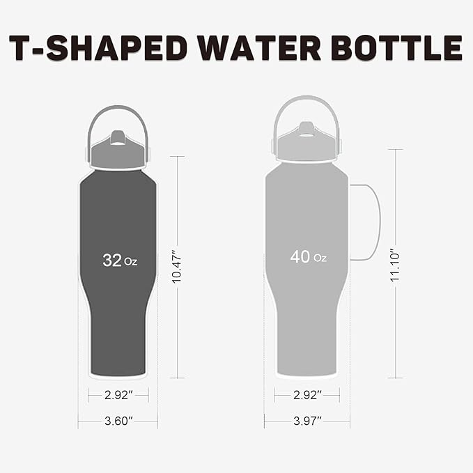 32oz Water Bottle with Powder Coated, Fit in Any Car Cup Holder, Water Bottle with Straw Lids, Stainless Steel Insulated Water Flask Double Wall Leak-proof BPA Free to Keep Cold&Hot