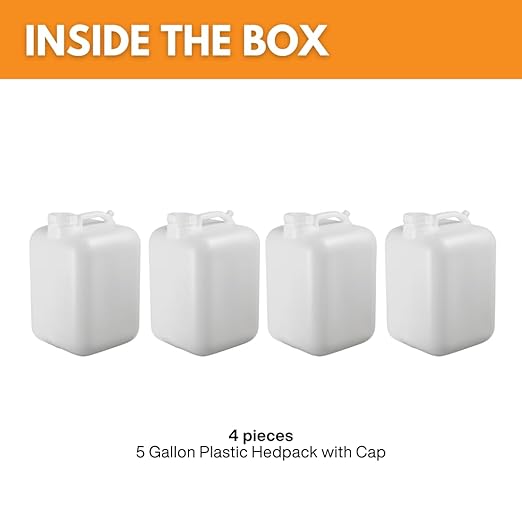 FastRack 5 Gallon Water Jug (Pack of 4) | BPA-Free, Food-Grade, and Leak-Proof | White Water Container | Ideal for Brewing, Fermentation, or Storage