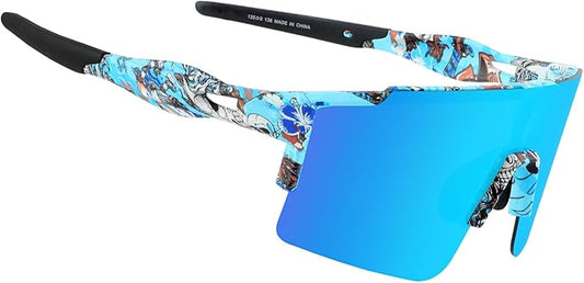 OULAIQI Cycling Sunglasses Polarized Sunglasses for Cycling Men Women with 1 Lens or 3 Interchangeable Lens Baseball Glasses