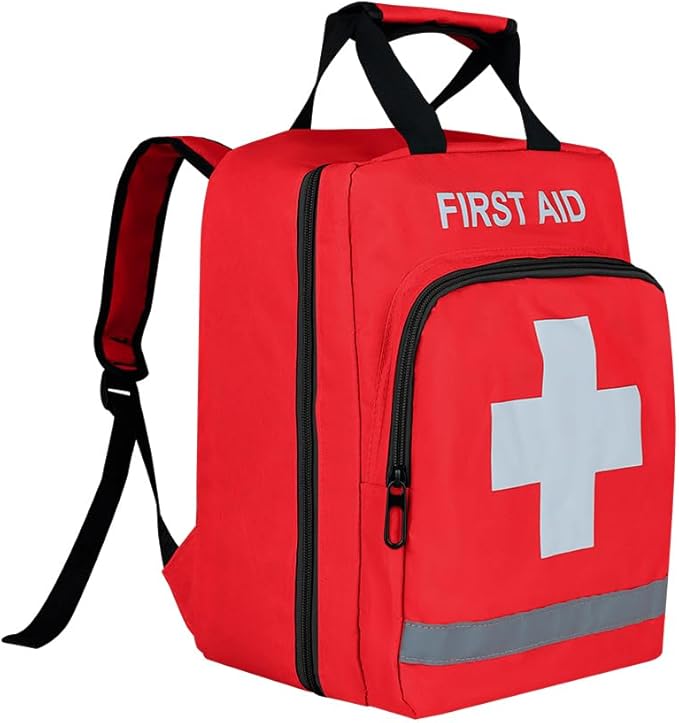Red Emergency Bag First Aid Backpack Empty Medical First Aid Treatment First Responder Trauma Bags for Camping Cycling Outings Daycare