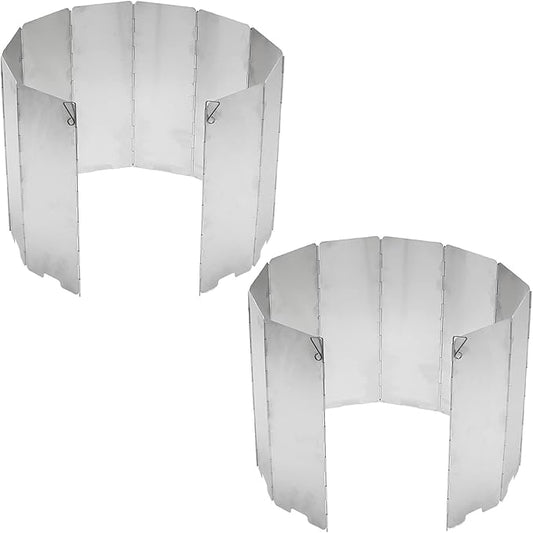 2pcs Camping Stove Windscreen Wind Shield 10 Panels Aluminium Alloy Folding Wind Screen for Stove Camping Backpacking Hiking Picnicking