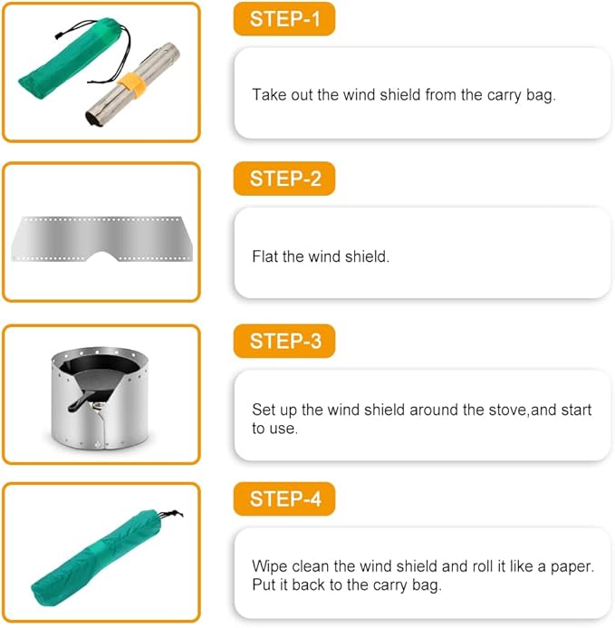 HXBER Ultralight Ultra-thin Titanium Outdoor Camping Stove Wind Shield Screen Windproof Plate, 19