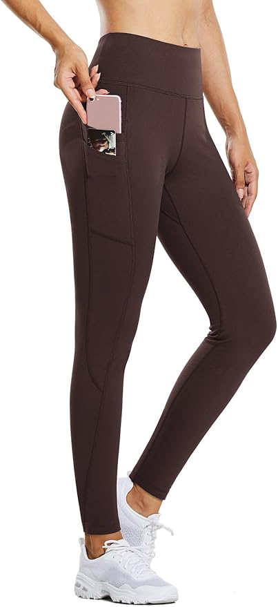 baleaf Women's Fleece Lined Leggings Water Resistant Thermal Winter Warm Tights High Waisted with Pockets Running Gear