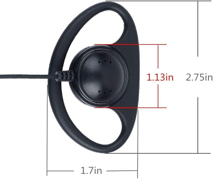 D-Ring 2 Pin Walkie Talkie Earpiece/Headset with Mic Compatible with Retevis RT21 RT22 Baofeng UV-5R Two Way Radio (Kenwood)