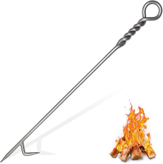 Fire Poker for Fire Pit Outdoor 40in Twisted Rope Design 316 Stainless Steels Fireplace Poker for Fire Pit, Handmade Fire Pit Poker for Firewood Log Coals Campfire Wood Stove, Outdoor and Indoor Use