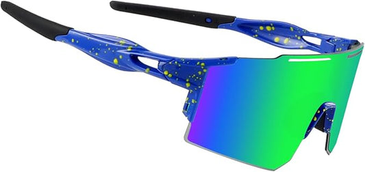 OULAIQI Cycling Sunglasses Polarized Sunglasses for Cycling Men Women with 1 Lens or 3 Interchangeable Lens Baseball Glasses