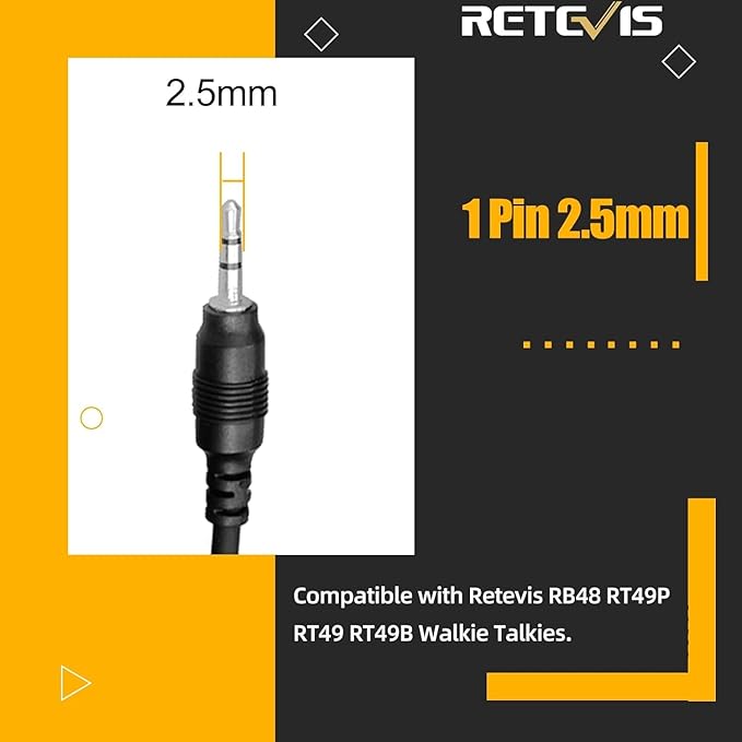 Retevis RB48 Walkie Talkies with Earpiece, Waterproof Heavy Duty Two Way Radios, Vibration Call, 2000mAh, NOAA, 2 Way Radio Long Range(2 Pack)