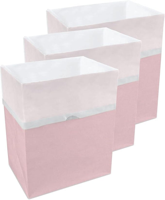 13 Gallon Disposable Pop-Up Trash Cans (3-Pack) with Fitted Bags – Foldable Garbage & Recycling Bins for Parties, Events & Kitchen (Pink, 17" H x 13.5" W x 10" D)