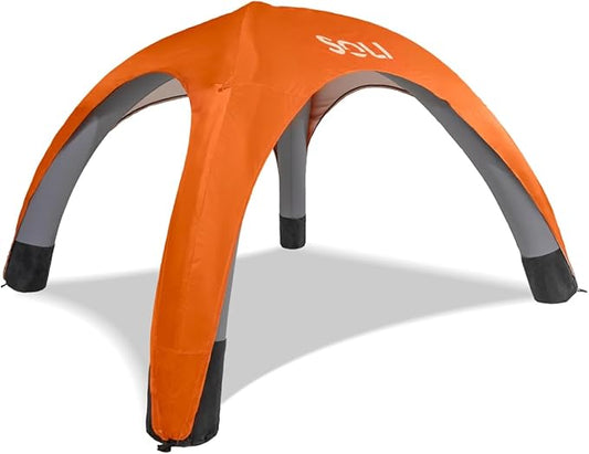 SOLI Inflatable Shade Air Canopy - Quick Self-Inflating Sun Shelter with Air Pump, UPF 50+ Sun Protection, Travel-Friendly, Stable Anchors for Beach, Camping & Backyard Use (Heat Wave Orange) - 10 ft