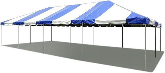 Party Tents Direct 20'x40' Weekender West Coast Tent Frame Party Tent (Blue/White) PVC Top with Storage Bag - Tents for Parties, Weddings, Birthdays, Banquets, Fiestas, Workshop, Outdoor Event