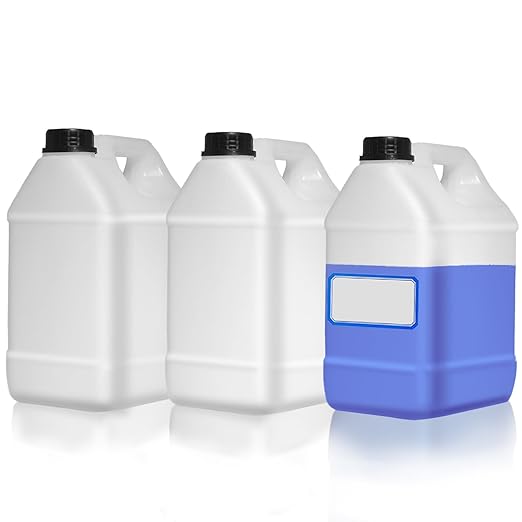 3 Pcs 1 Gallon Plastic Jug with Lids and Handles Translucent Square Liquid Storage Containers Reusable Empty Camping Water Jugs for Water Sauces Soaps Detergents Liquids Cleaning Solutions