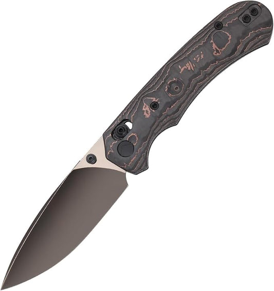 Folding Pocket Knife,3.31” M390 Blade,Erogonomic Titanium Handle,Hunting Survival Knife,EDC Knife for Hunting Camping Survival Outdoor Fishing Hiking（Black&Brown）