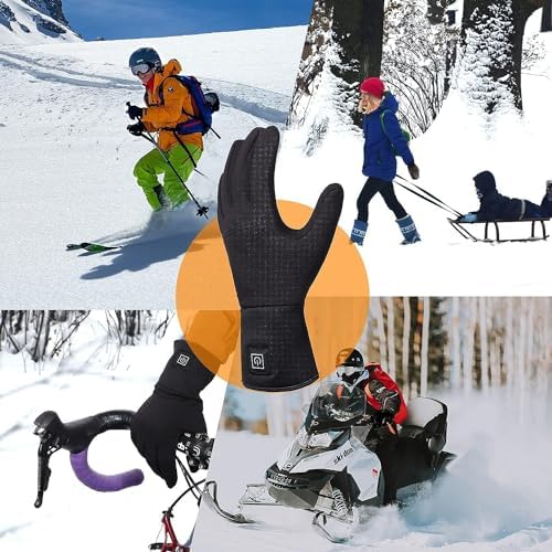 Heated Glove Liners for Men Women, Rechargeable Battery Electric Heated Gloves, Winter Warm Glove Liners for Arthritis Raynaud, Thin Gloves Riding Ski Snowboarding Hiking Cycling