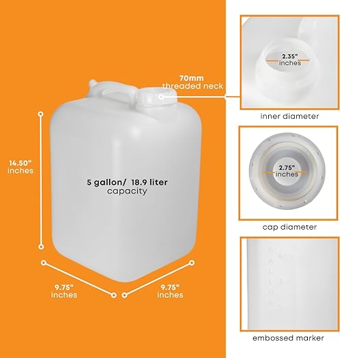 FastRack 5 Gallon Water Jug (Pack of 4) | BPA-Free, Food-Grade, and Leak-Proof | White Water Container | Ideal for Brewing, Fermentation, or Storage