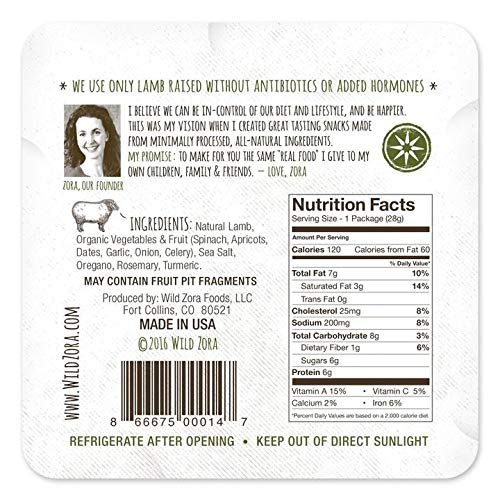 Wild Zora Meat & Veggie Bars, Mediterranean Lamb, 10-Pack, 100% Grass Fed Lamb, Healthy Jerky Paleo Snacks, AIP Friendly, Gluten Free, Soy Free, High Protein, No Added Sweetener, Lamb Jerky Snacks