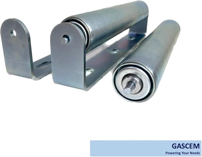 Pack of 2 10"BF Long Roller and Bracket l 1.5"Ø Galvanized Steel Conveyor Roller I Set of Roller and Bracket Versatile as Support Rollers for Woodworking, Roller Stand or Bike Rollers Conveyor Rollers