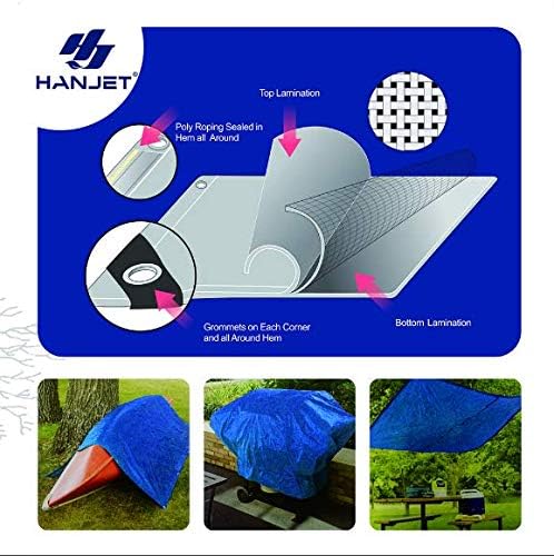Heavy Duty Tarp Waterproof Outdoor Tarps Multi-Purpose Tear and Rip Proof UV Resistant Blue Tarpaulin with Reinforced Grommets and Edges (5mil, 8' x 10')