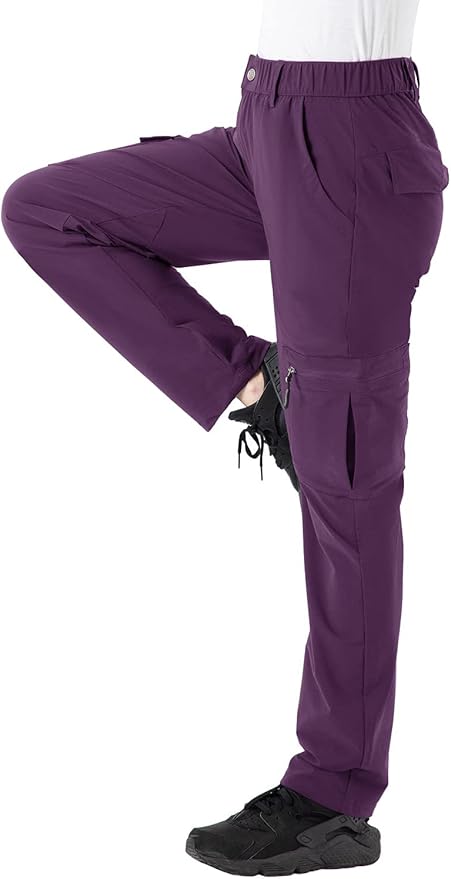 Rdruko Women's Hiking Cargo Pants Water-Resistant Quick Dry UPF 50+ Travel Camping Work Pants Zipper Pockets