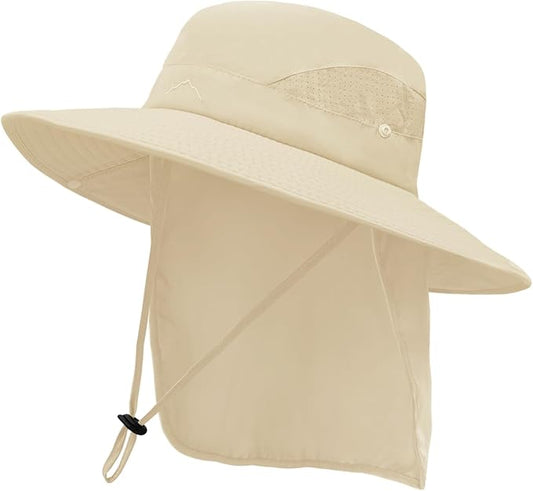 ZOORON Sun Hat for Men Women Fishing Hat with Neck Flap Wide Brim Bucket Hat UV Protection for Beach Camping Hiking