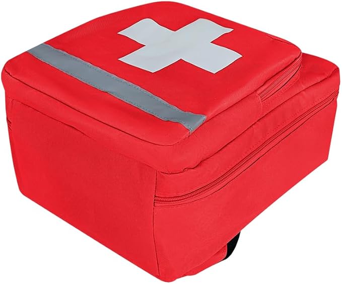 Red Emergency Bag First Aid Backpack Empty Medical First Aid Treatment First Responder Trauma Bags for Camping Cycling Outings Daycare